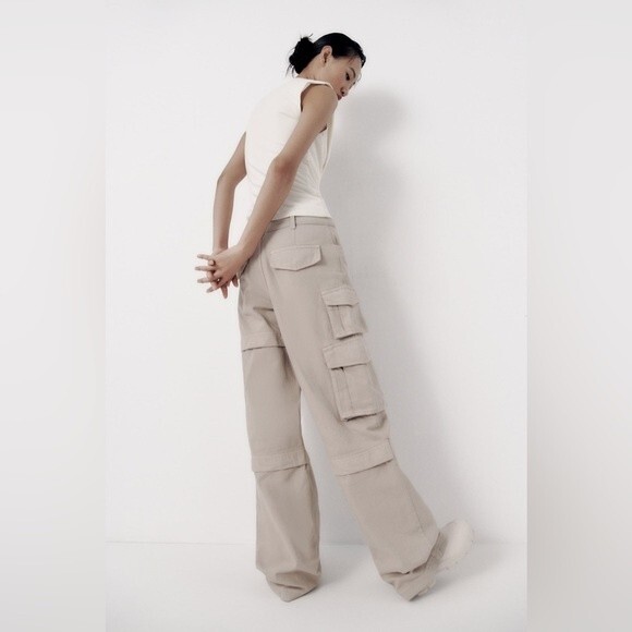ZARA FULL LENGTH CARGO PANTS - Picture 6 of 7